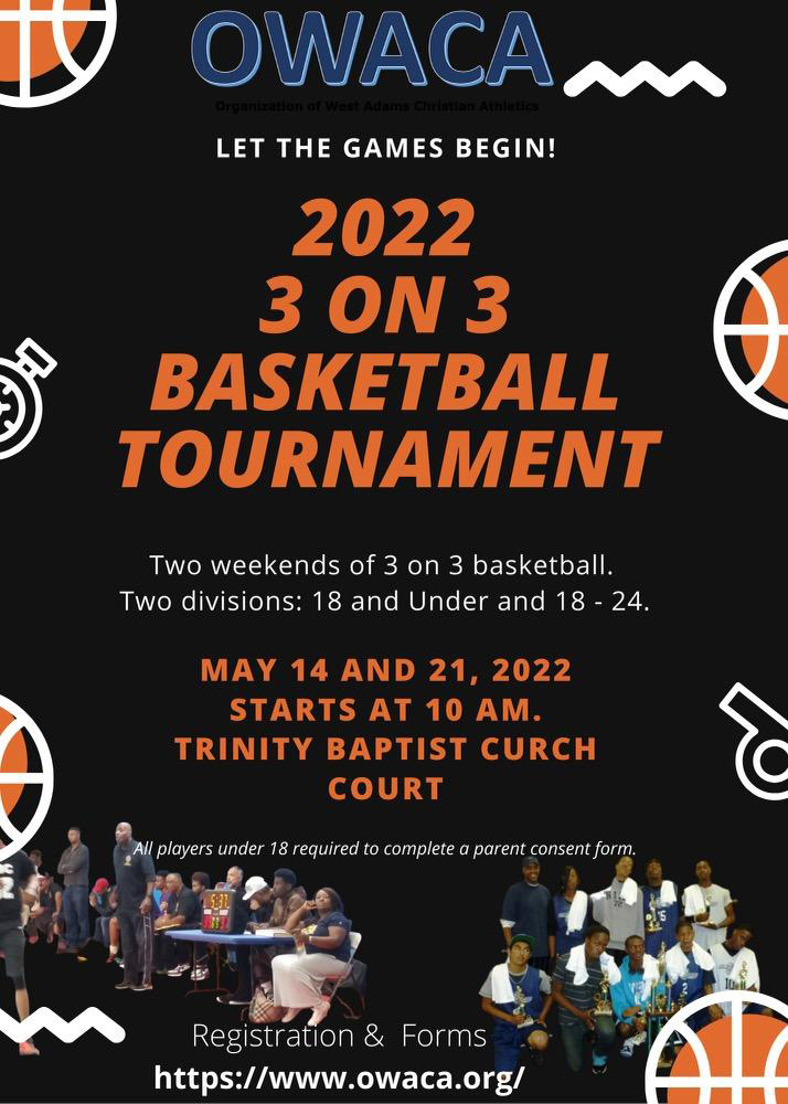 3-ON-3 Basketball Tournament May 14 and May 21, 2022